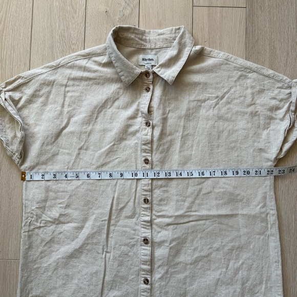 Rhythm. Classic Linen Cotton Shirt Dress in Cream Women’s Size Medium - Picture 4 of 12
